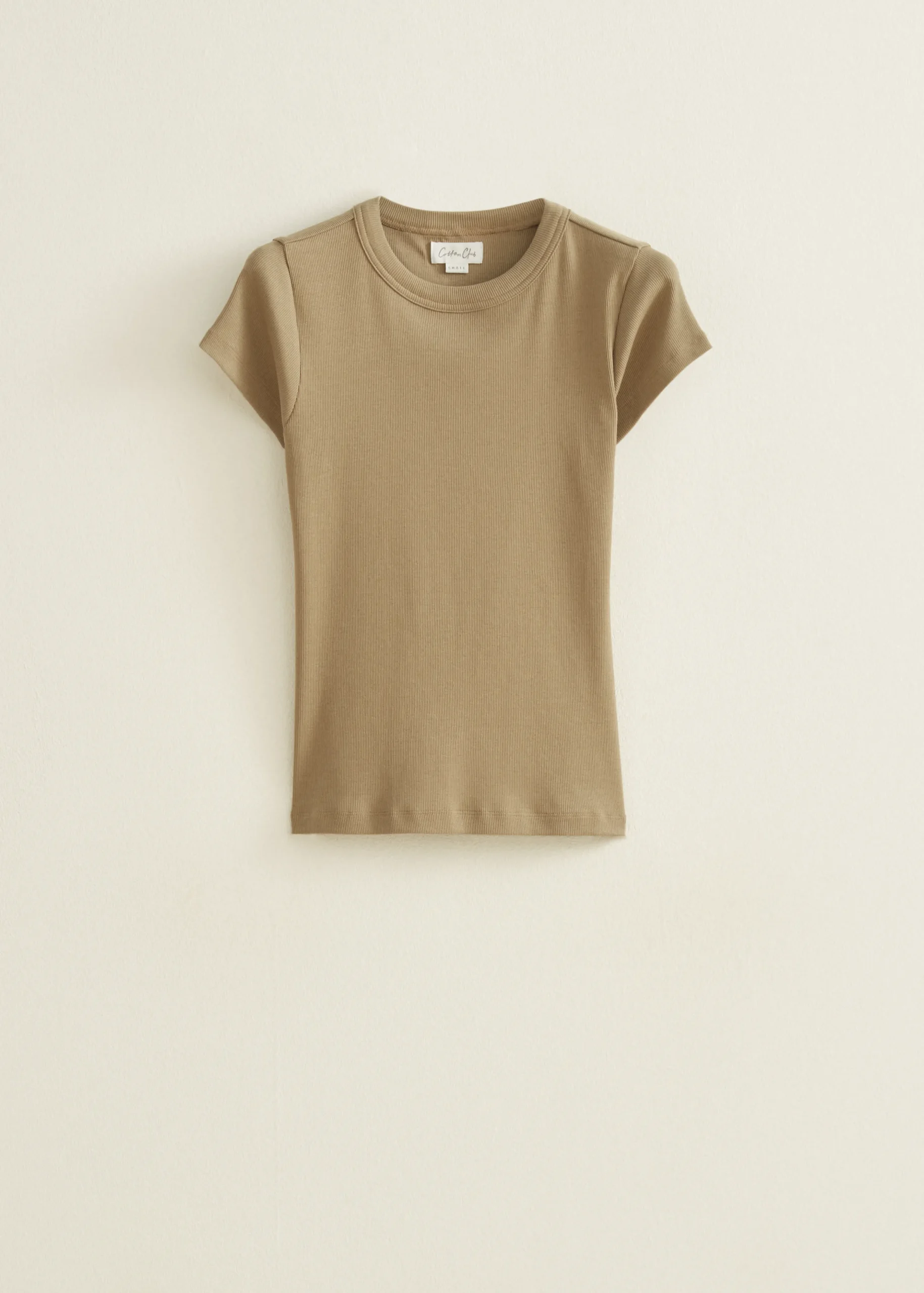 Online Cotton Club t-shirt met rib structuur khaki
