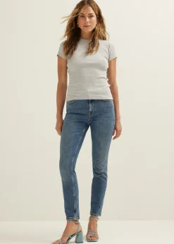Best Cotton Club t-shirt met rib structuur grijs,lichtmelee