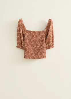 Best Cotton Club T-shirt met smock details ecru