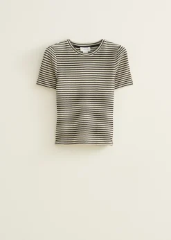Outlet Cotton Club T-shirt met streep print zwart
