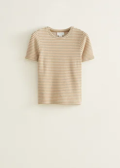 New Cotton Club T-shirt met streep print zand