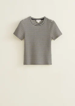 Best Cotton Club T-shirt met streep print donkerblauw