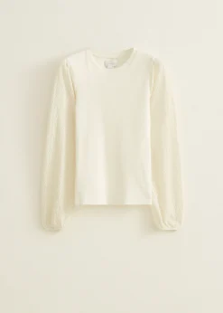 Discount Cotton Club T-shirt met structuur ecru