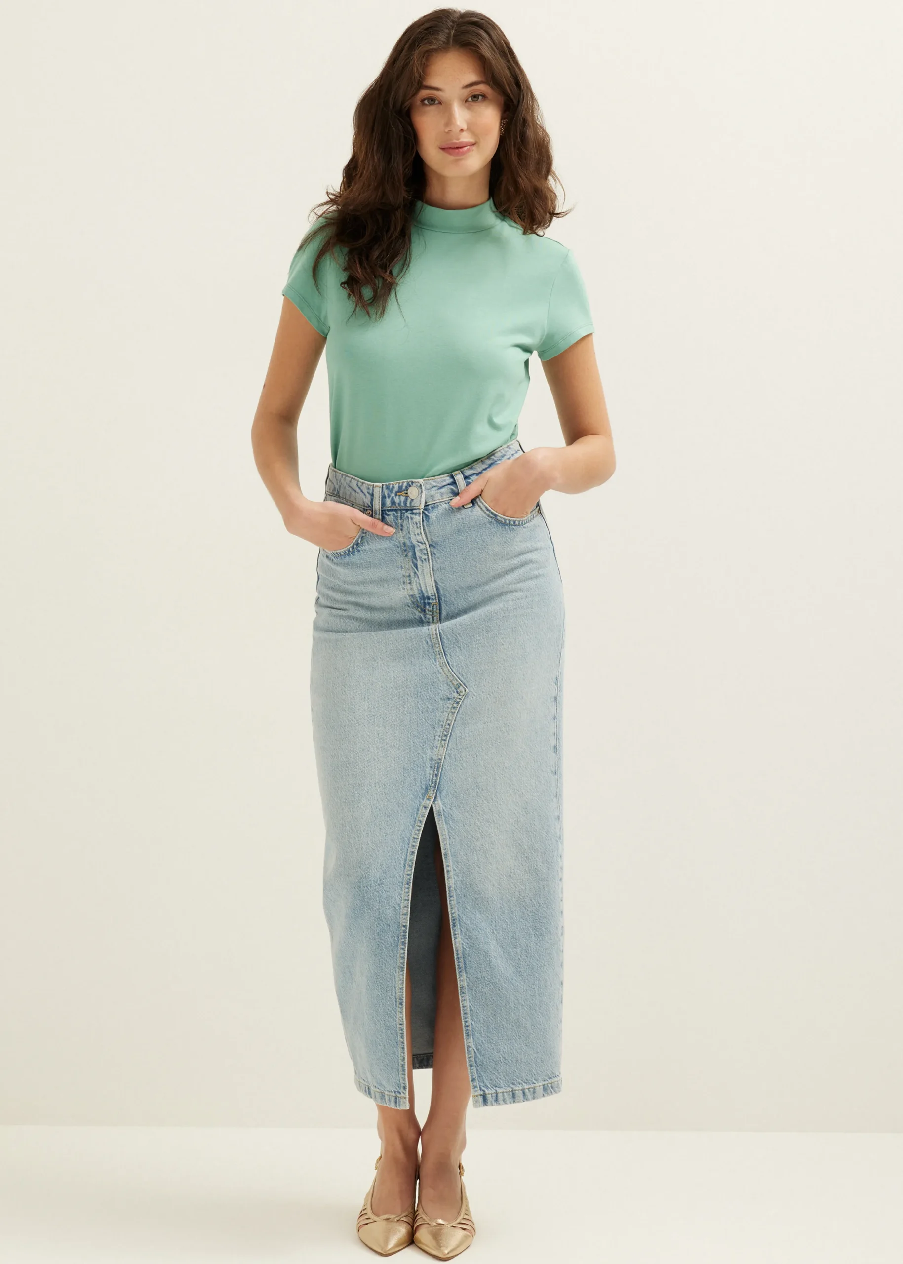 Hot Cotton Club T-shirt met turtleneck mint,donker