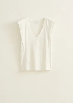 Sale Cotton Club T-shirt met v-hals ecru