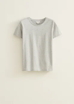 Best Cotton Club T-shirt met zilveren studs grijs,lichtmelee