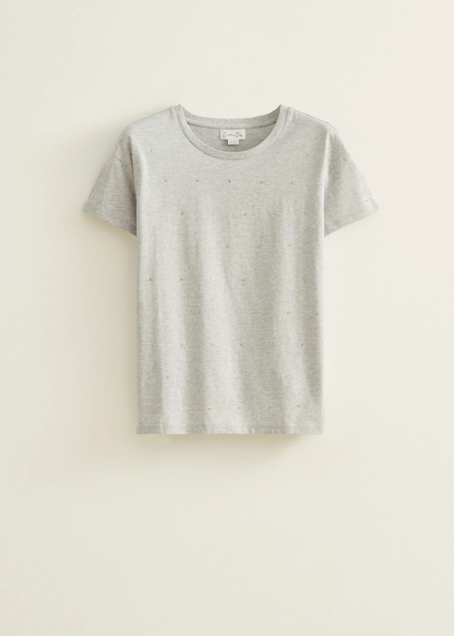 Best Cotton Club T-shirt met zilveren studs grijs,lichtmelee