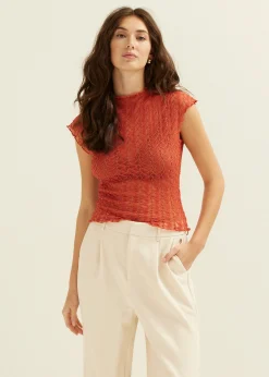 Clearance Cotton Club T-shirt van kant brique