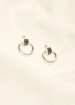 Clearance Cotton Club Twee kleurige oorbellen zilver