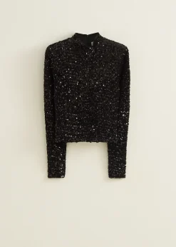 Hot Cotton Club Velvet pailletten top zwart