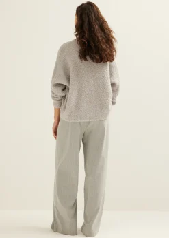 Clearance Cotton Club Vest met boucle structuur grijs,lichtmelee