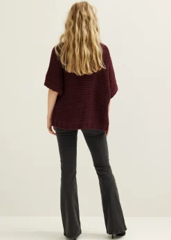 Hot Cotton Club Vest met gevlochten details bordeaux