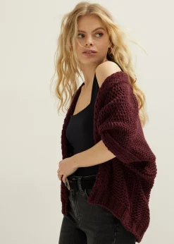 Hot Cotton Club Vest met gevlochten details bordeaux