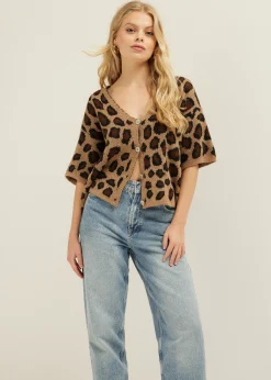 Hot Cotton Club Vest met panterprint meerkleurig