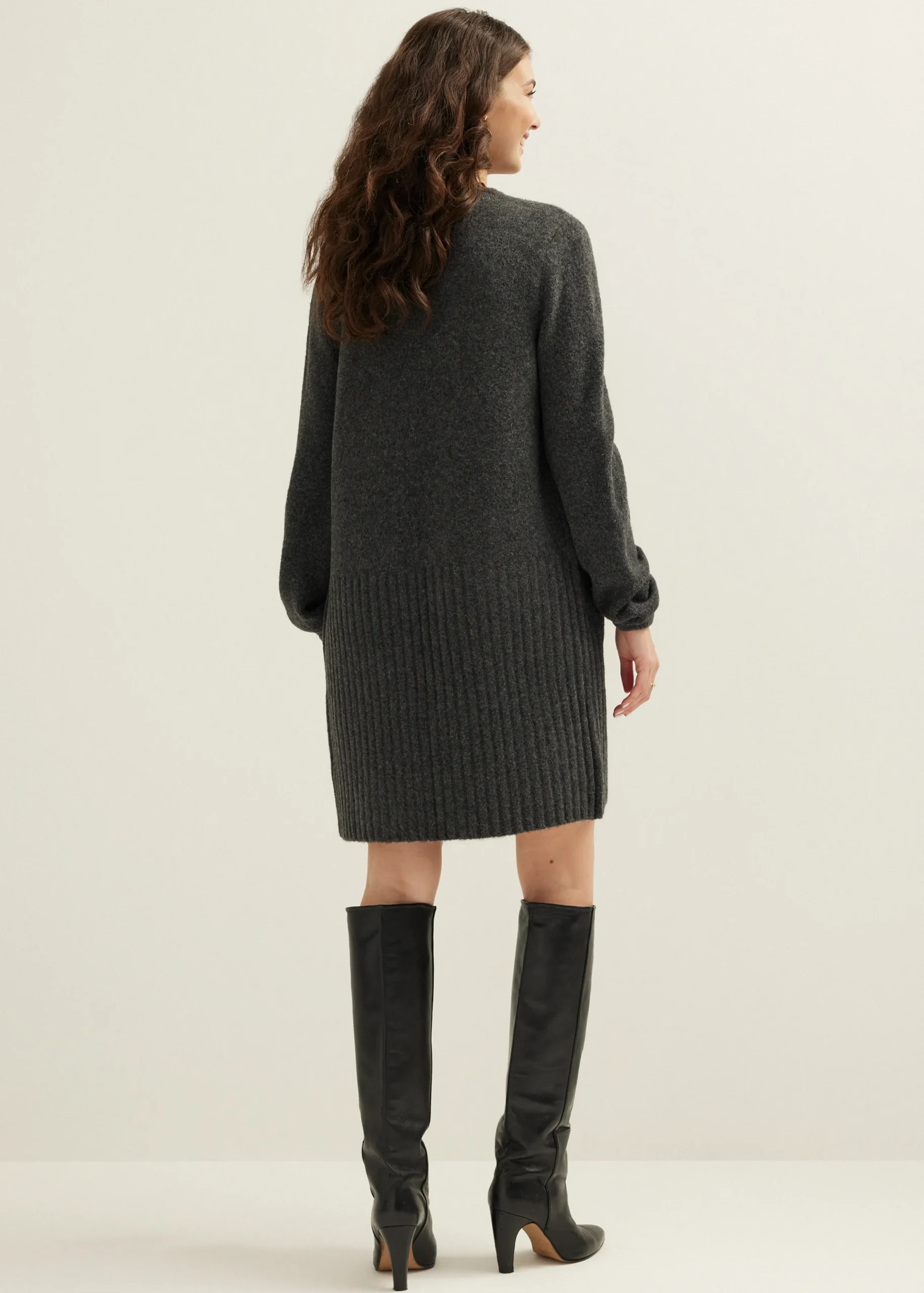 Sale Cotton Club Vest met rib structuur antracietgemêleerd