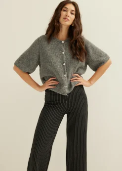 Hot Cotton Club Vest met strass knopen middengrijsgem&ecirc;leerd