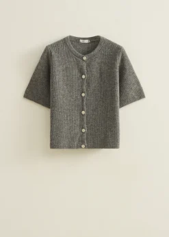 Hot Cotton Club Vest met strass knopen middengrijsgem&ecirc;leerd