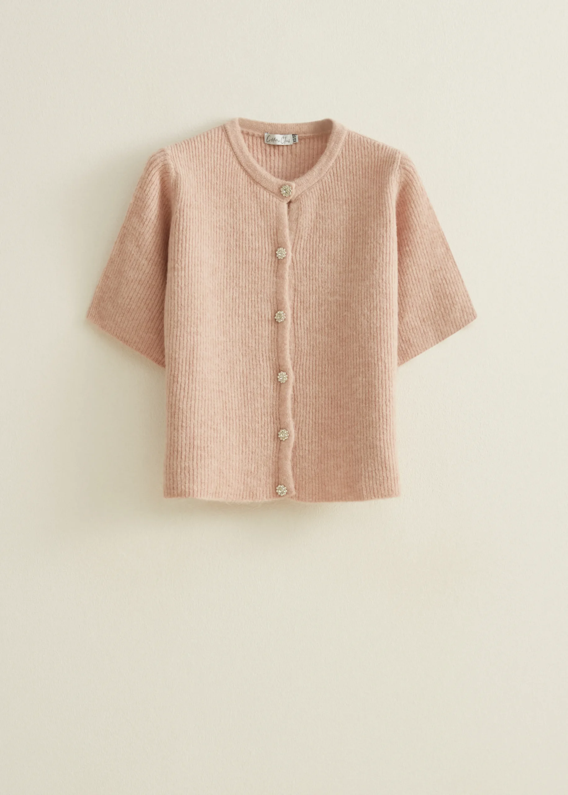 Fashion Cotton Club Vest met strass knopen nude