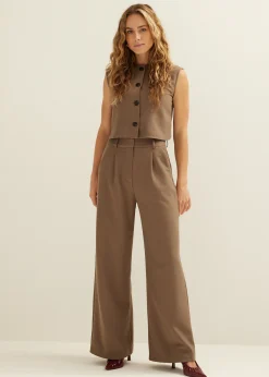 Online Cotton Club Wide leg pantalon taupe