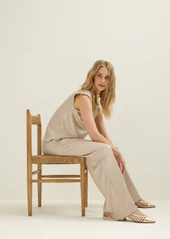 Clearance Cotton Club Wijde broek met glans zand