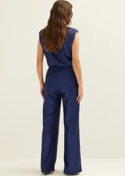 Sale Cotton Club Wijde broek met glans indigo