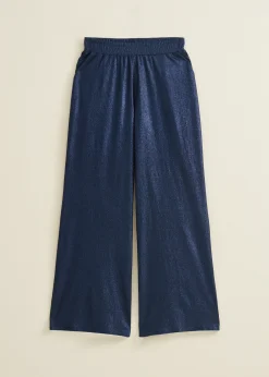 Sale Cotton Club Wijde broek met glans indigo