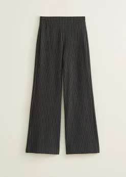 Discount Cotton Club Wijde broek met krijtstreep antracietgem&ecirc;leerd