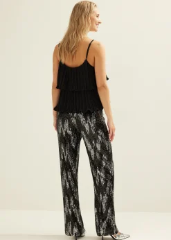 Outlet Cotton Club Wijde broek met pailletten zwart