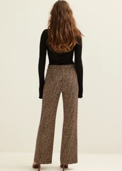 Hot Cotton Club Wijde broek met panterprint meerkleurig