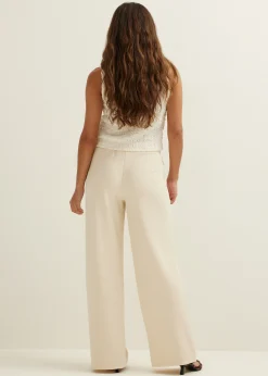 Sale Cotton Club Wijde broek met pintuck lichtzand