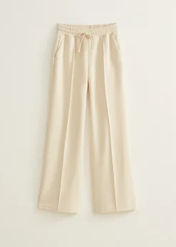 Sale Cotton Club Wijde broek met pintuck lichtzand