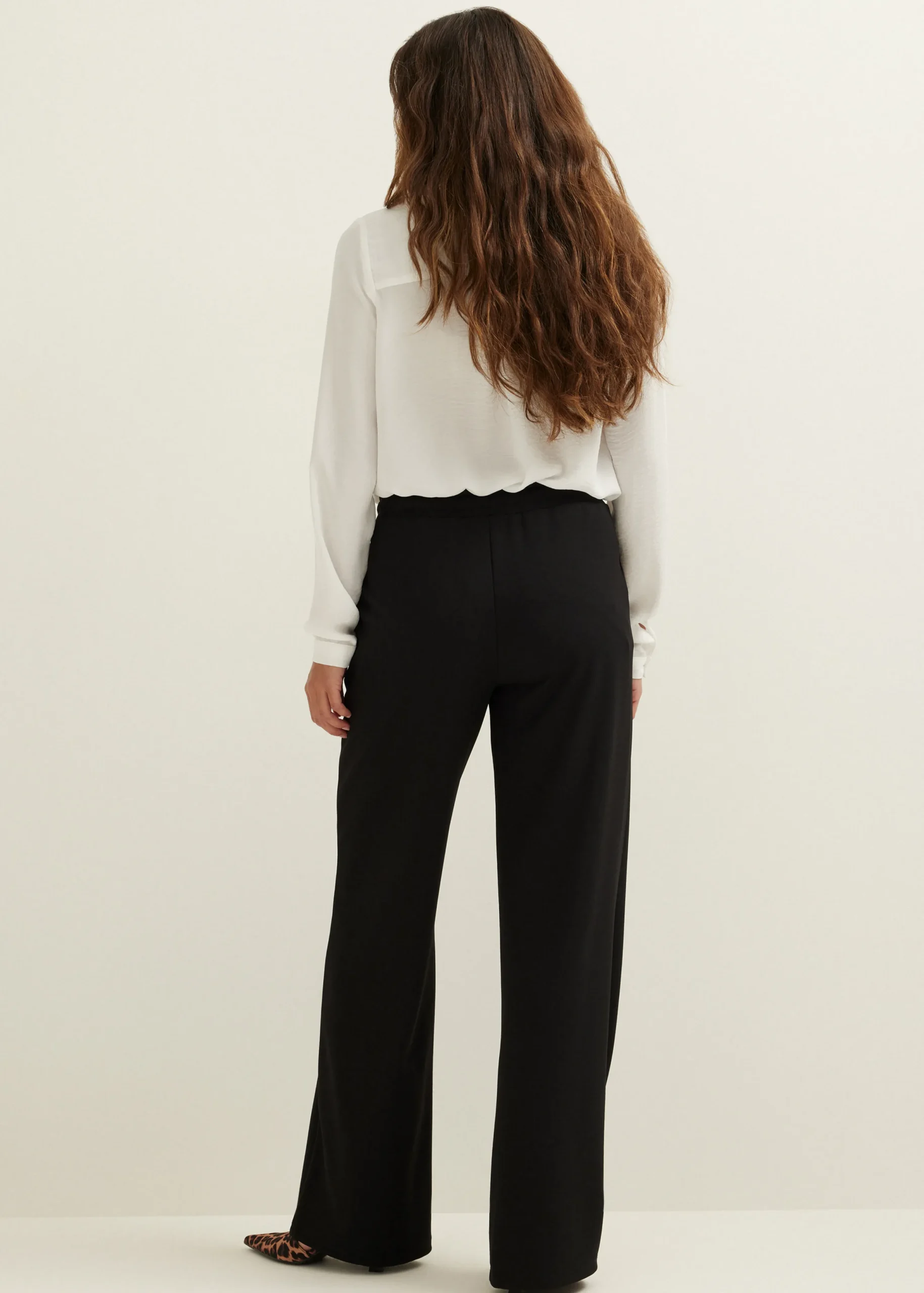 Discount Cotton Club Wijde broek met pintuck zwart