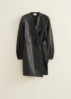 Sale Cotton Club Wikkeljurk van faux leather zwart
