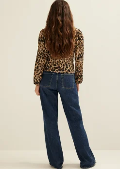 Best Cotton Club Wikkeltop met all-over print bruin