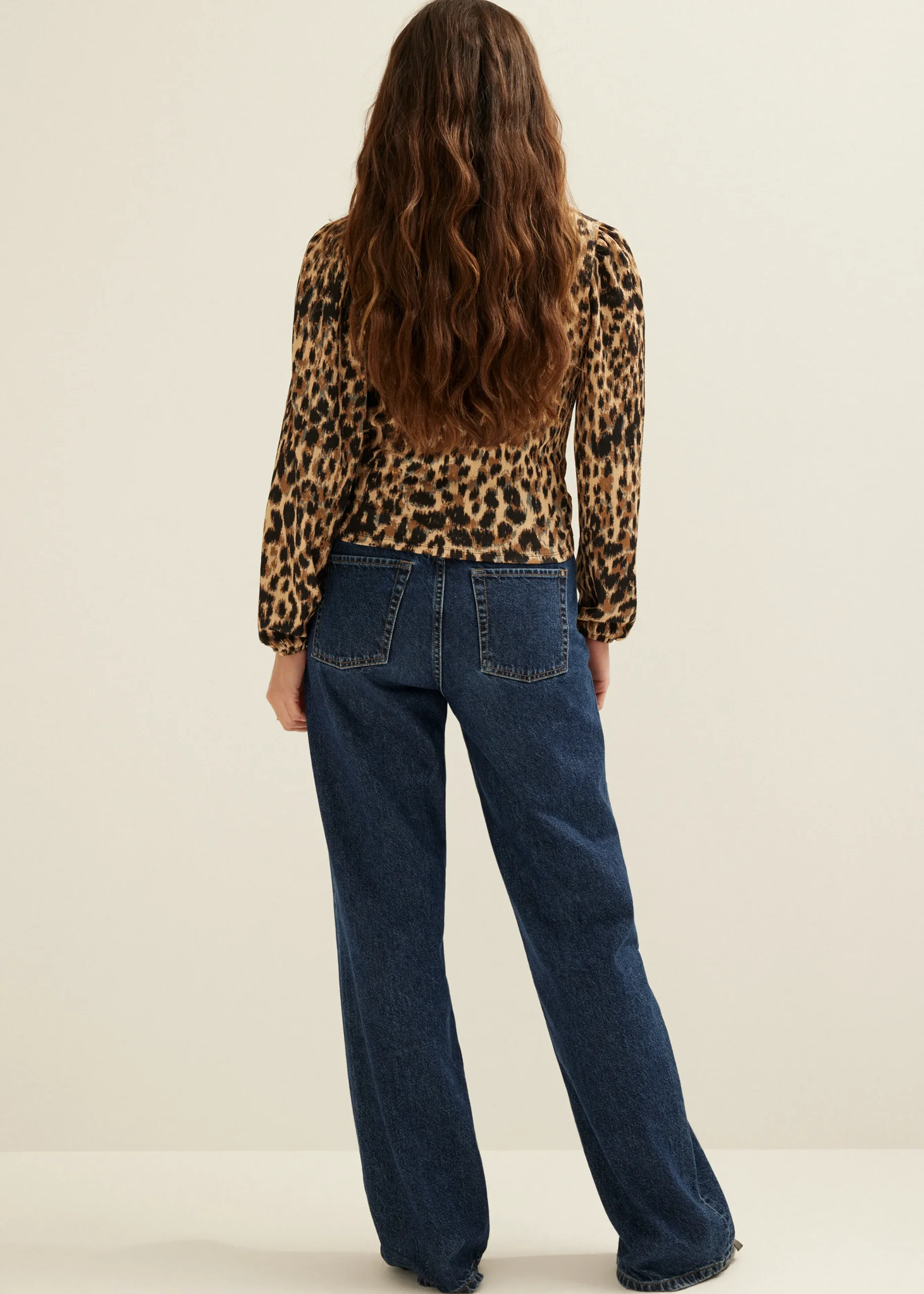 Best Cotton Club Wikkeltop met all-over print bruin