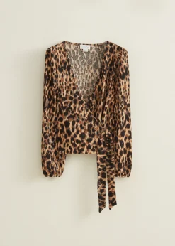 Best Cotton Club Wikkeltop met all-over print bruin