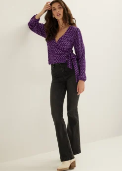Hot Cotton Club Wikkeltop met all-over print donkerpaars