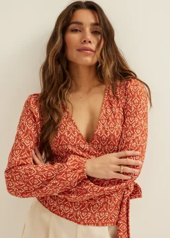 Clearance Cotton Club Wikkeltop met print brique