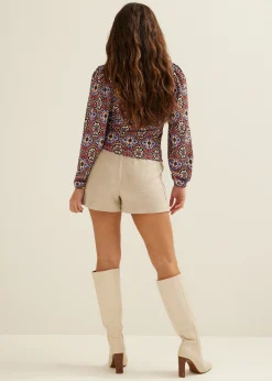 Online Cotton Club Wikkeltop met print lichtblauw
