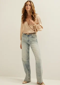 Discount Cotton Club Wikkeltop met satijn look champagne