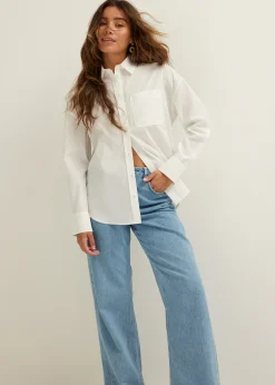 Online Cotton Club Witte blouse met zak wit,off-white
